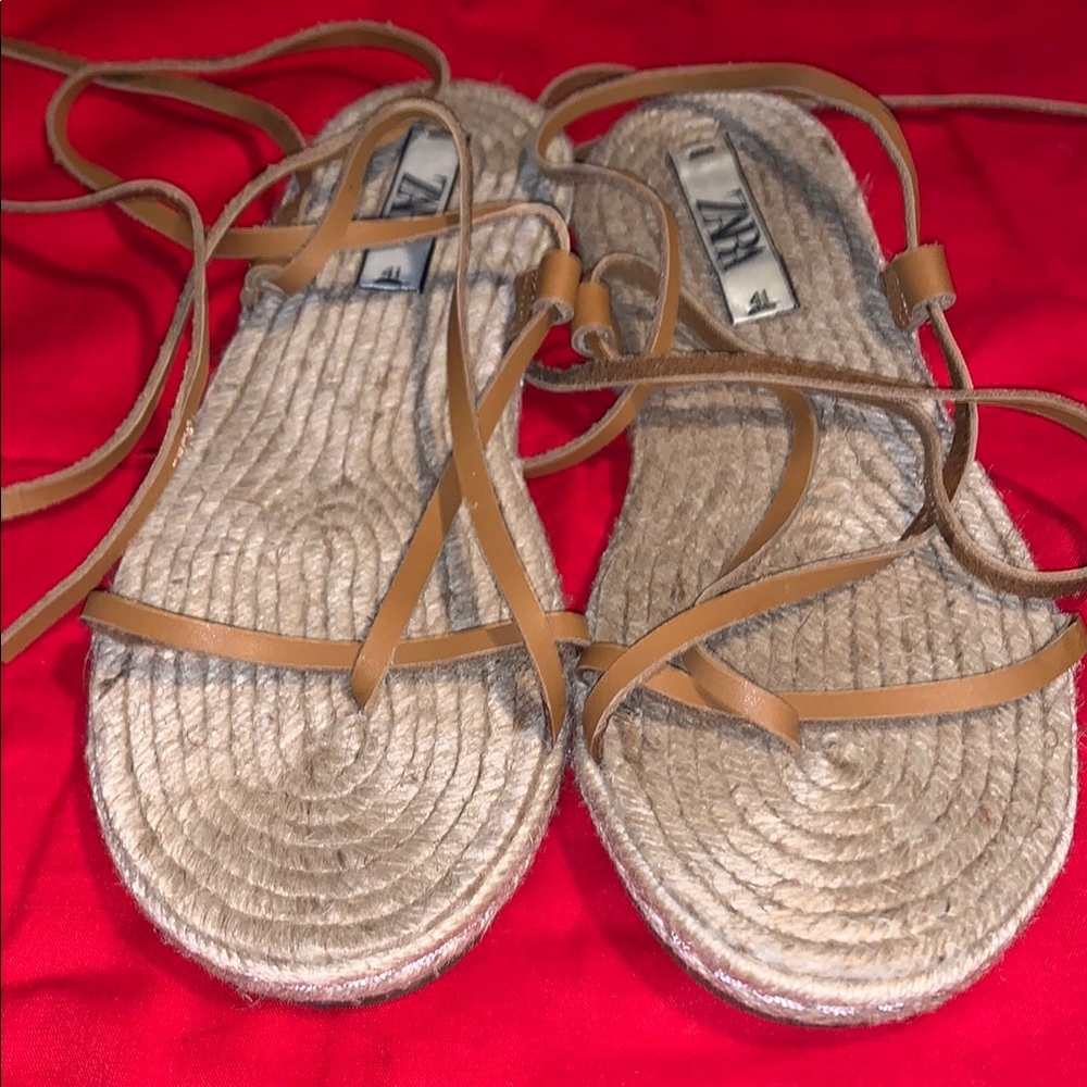 Zara Tan Gladiator Espadrille Sandals